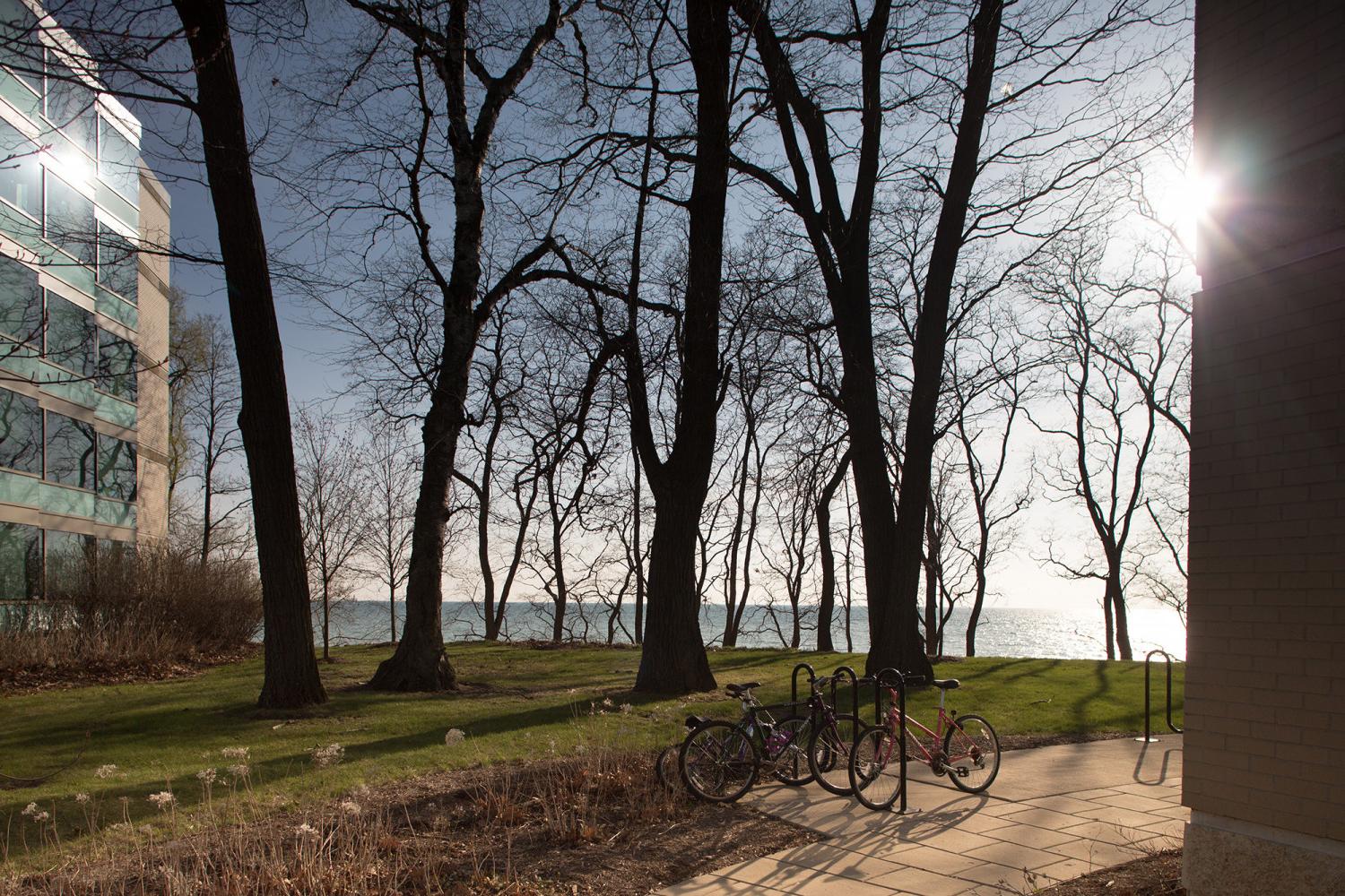 Many rooms have a stunning view of either Lake Michigan and/or a beautiful wooded area.